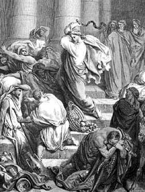 Jesus Radomir casts out the money changers from the Temple